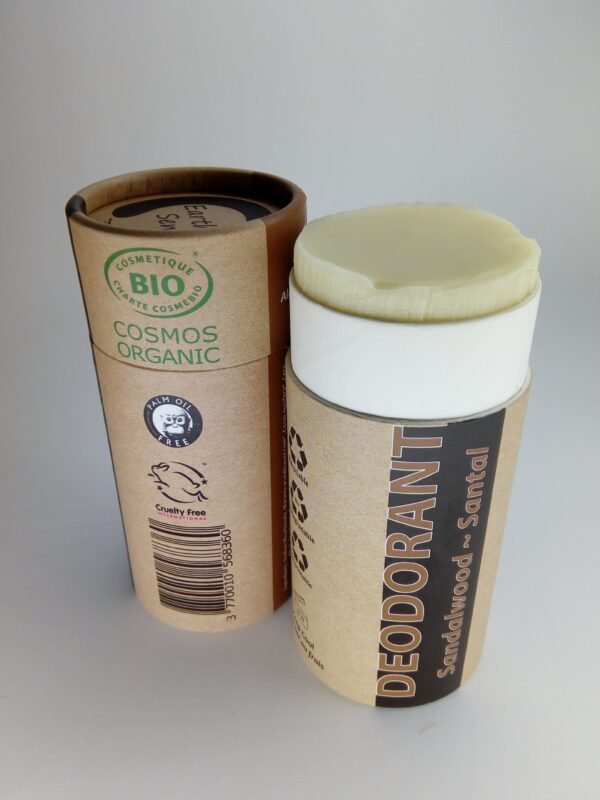 Organic Certified Natural Deodorant - Sandalwood 100ml - I piece - 100% recycled paper packaging - Imagen 2